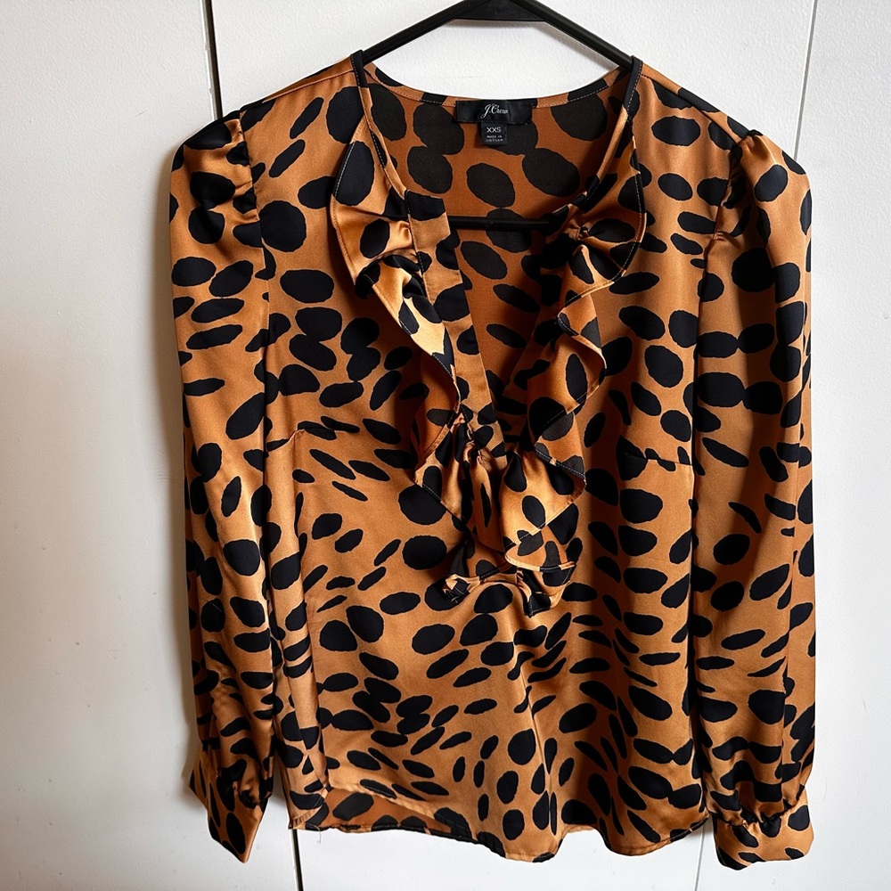 J. Crew Women's Leopard Print Top - Brown and Black